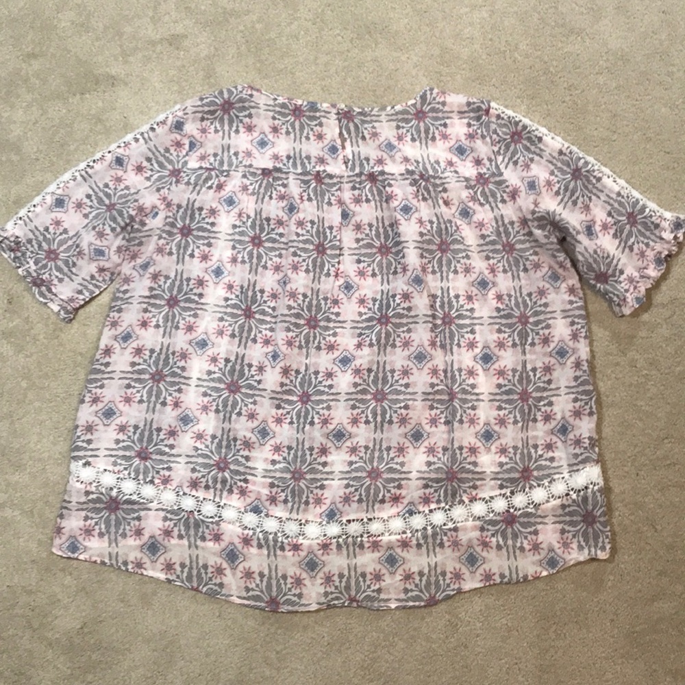 Loft grey & pink elbow sleeve large blouse - Picture 3 of 8